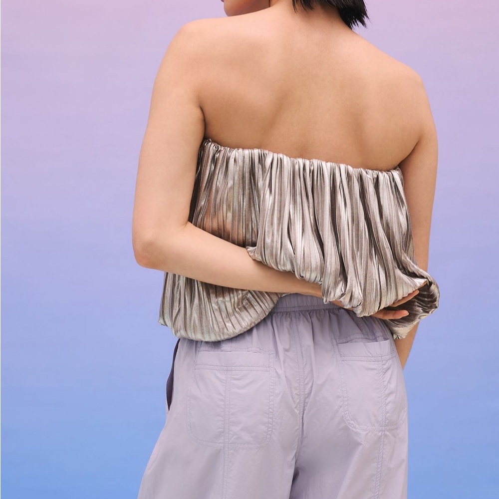 4SI3NNA Anthropologie Textured Shine Bubble Top - Picture 2 of 8